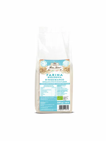 Pasta Natura riževa moka brez glutena v prozorni embalaži 500g
