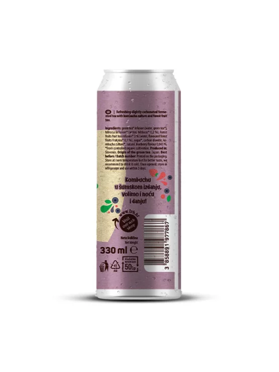 Nutrigold ekološki kombucha napitek gozdni sadež v vijolični pločevinki 330ml