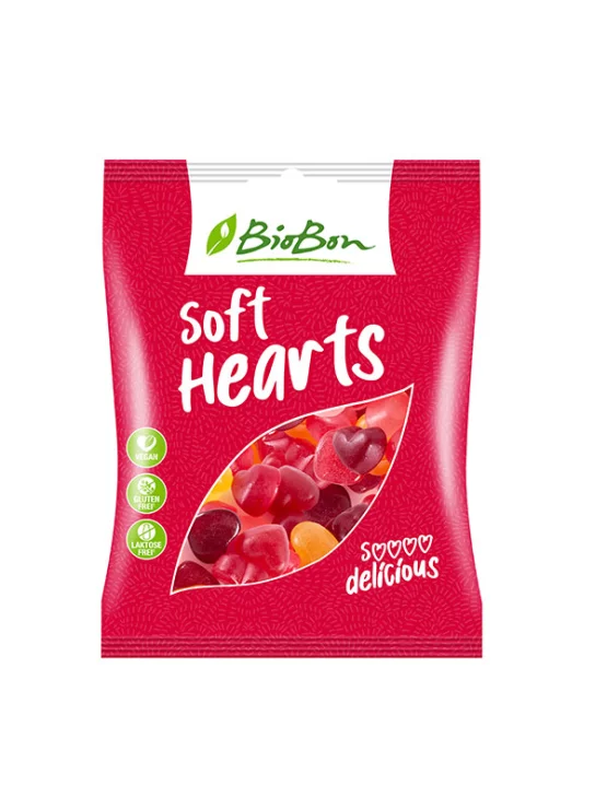 BioBon gumeni bomboni u obliku srca u pakiranju od 100g. Organski i bez glutena.