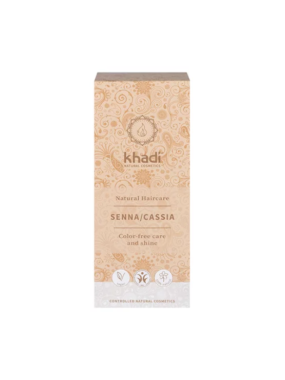 Khadi Rastlinska barva za lase Cassia (Nevtralna) v embalaži vsebuje 100g praha