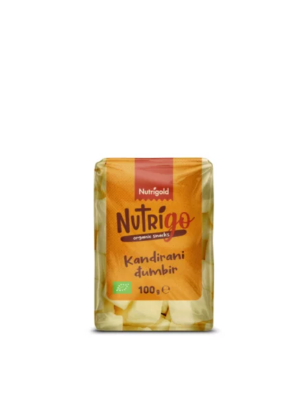 Nutrigold NutriGo kandiran ingver ekološki v prozorni embalaži 100g