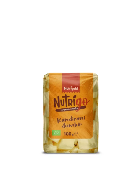 Nutrigold NutriGo kandiran ingver ekološki v prozorni embalaži 100g