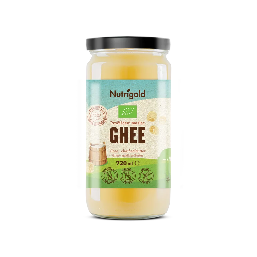 Nutrigold ghee prečiščeno maslo v stekleni embalaži 720ml