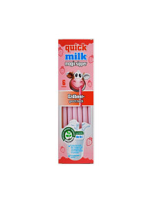 Quick Milk ekološke slamice s topnimi zrnci jagode v embalaži 36g, 6 kosov