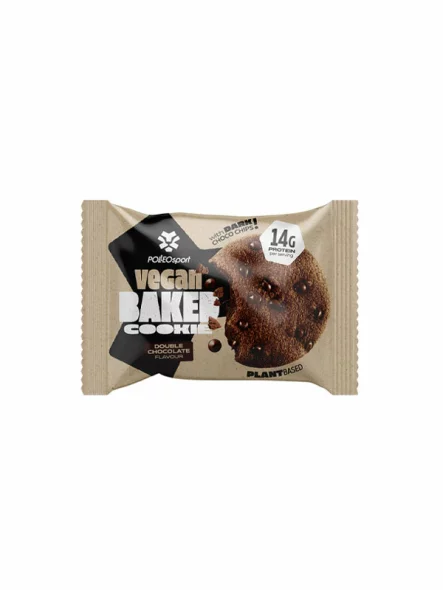 Polleo Sport veganski beljakovinski piškot double choco v embalaži 75g