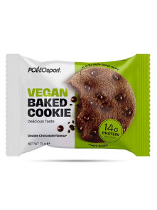 Polleo Sport veganski beljakovinski piškot double choco v embalaži 75g