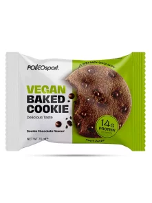 Polleo Sport veganski beljakovinski piškot double choco v embalaži 75g