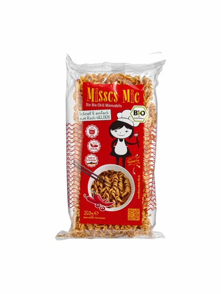 Misses & Mister Mie testenine iz pšenice chili noodles ekološke v  prozorni embalaži 250g