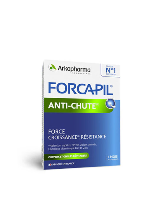 Arkopharma Forcapil Anti-Chute v embalaži vsebuje 30 kapsul