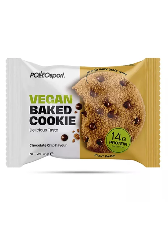 Polleo sport veganski beljakovinski piškot s koščki čokolade v embalaži 75g