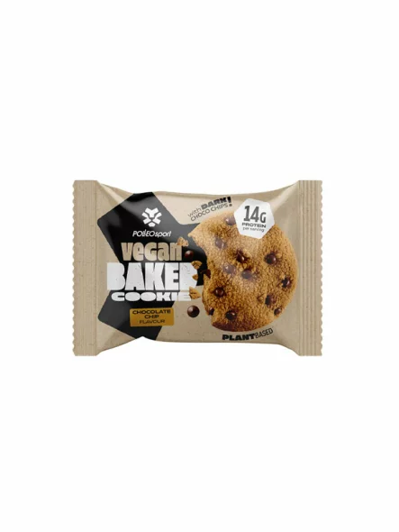 Polleo sport veganski beljakovinski piškot s koščki čokolade v embalaži 75g