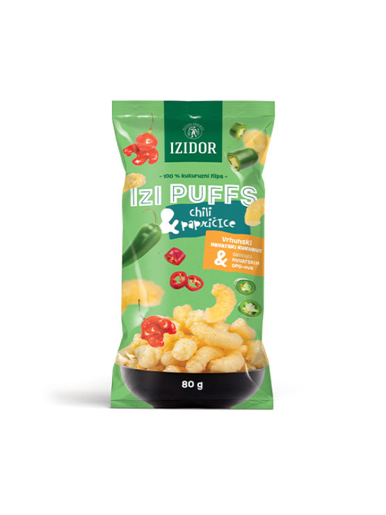 Izidor flips izi puffs chili paprika v embalaži 80g