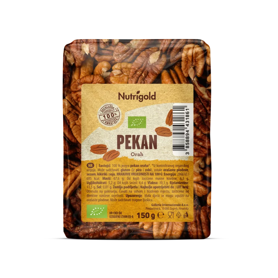 Nutrigold ameriški pekan oreh ekološki v embalaži 150 g