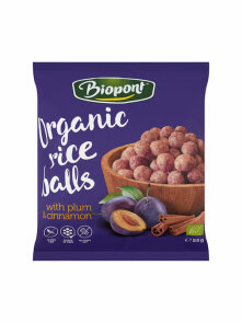 Biopont ekstrudirane riževe kroglice s slivom in cimetom brez glutena v embalaži 60g
