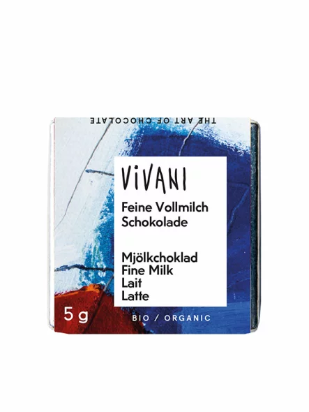Vivani mini čokolada mlečna ekološka v embalaži 5g