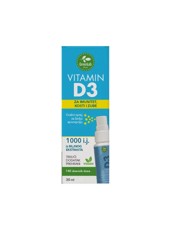 Green lab vitamin d3 v spreju v embalaži 30 ml