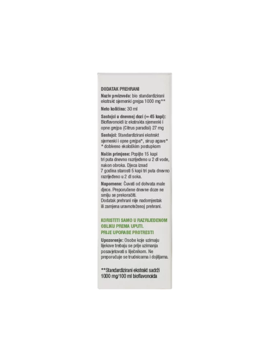 Ekstrakt grenivkinih semen 1000mg Bio - 30 ml Green lab