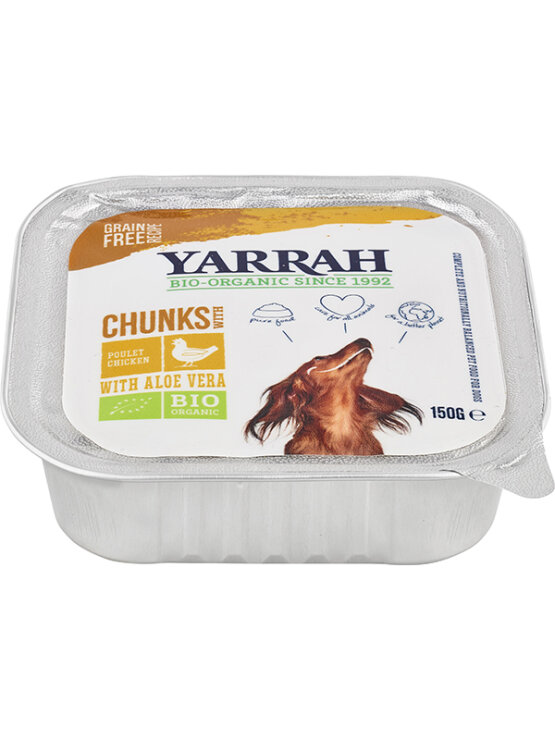 Yarrah Popolna hrana za odrasle pse Aloe vera koščki Brez žita - ekološka 150g Yarrah