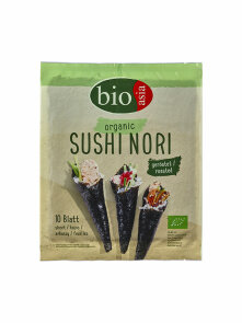 Bioasia nori alge za sushi 10 kosov ekološke v embalaži 25g