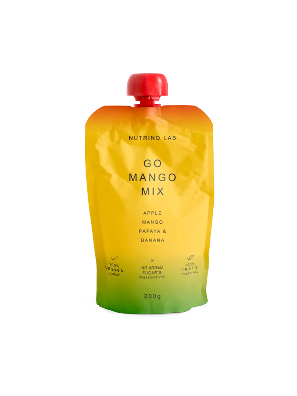 Nutrino Lab sadni snack jabolko, mango, papaja in banana v embalaži 200g