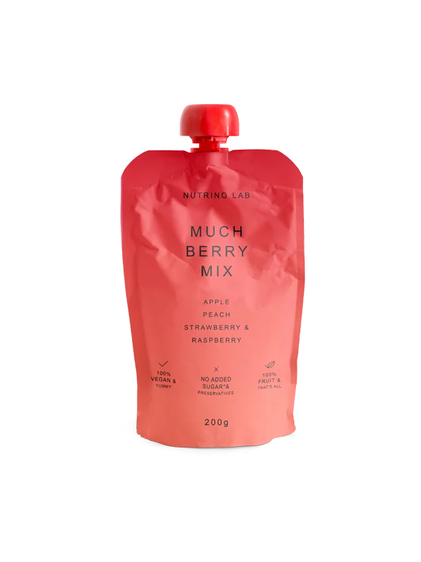 Nutrino Lab sadni snack jabolko, breskev, jagoda in malina v embalaži 200g