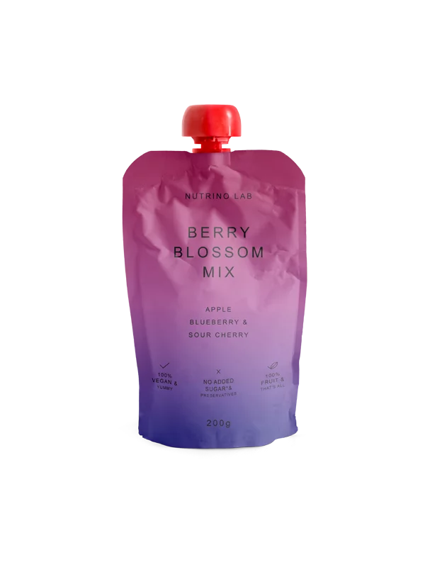 Nutrino Lab sadni snack jabolko, borovnice in višnje v embalaži 200g