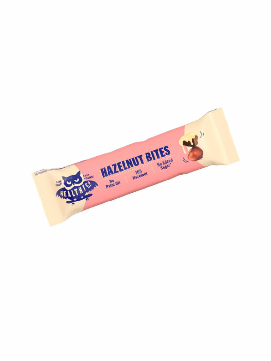 HealthyCo beljakovinska čokoladica hazelnut bites v embalaži 21g
