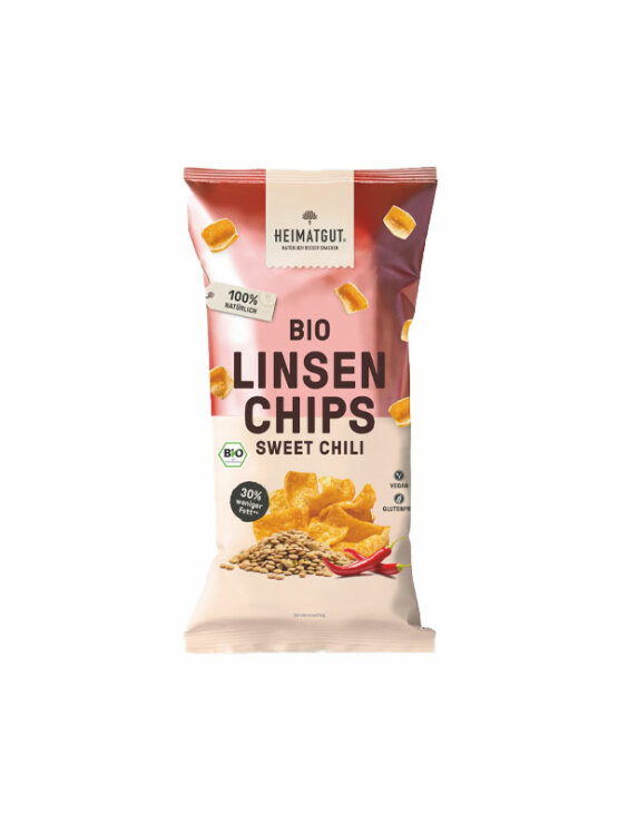 Heimatgut čips leča & sweet chilli brezglutenski ekološki v embalaži 75g