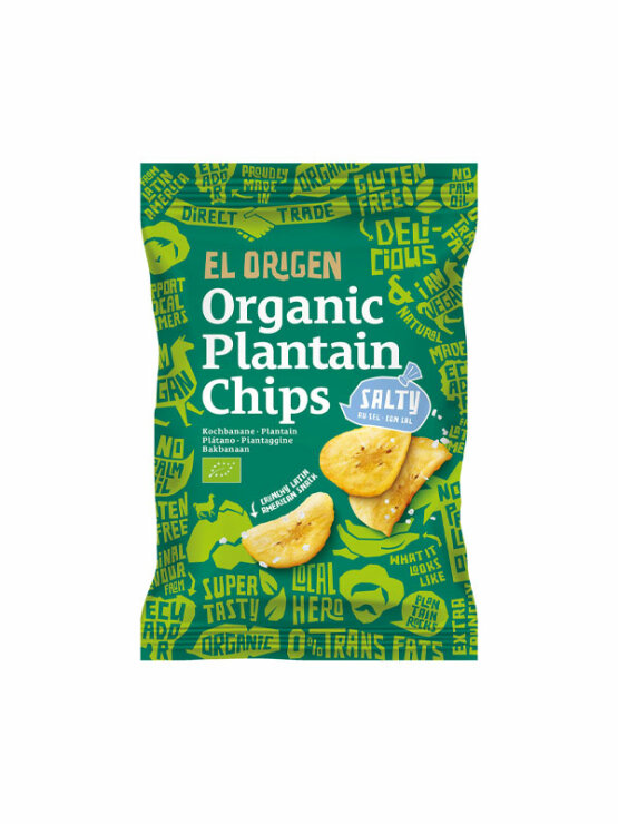 El Origen čips iz plantana banane morska sol brez glutena v embalaži 80g