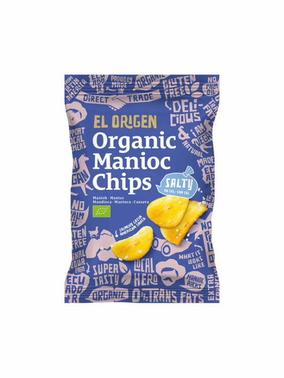 El origen čips iz tapioke morska sol brez glutena ekološka v embalaži 60g