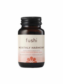 Fushi monthly harmony v temni embalaži vsebuje 60 kapsul