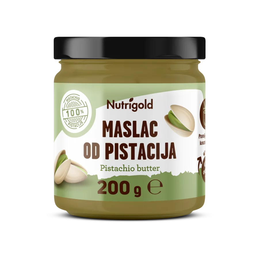 Nutrigold Pistacijevo maslo v steklenem kozarcu, 200 g.