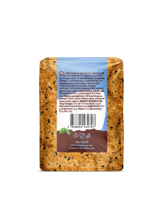 Nutrigold riževi krekerji semena & morska sol v embalaž 100gi