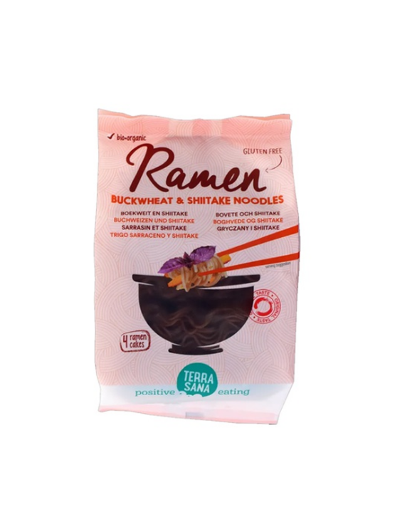 Terrasana ramen rezanci iz ajde s shiitake gobami v embalaži 280g