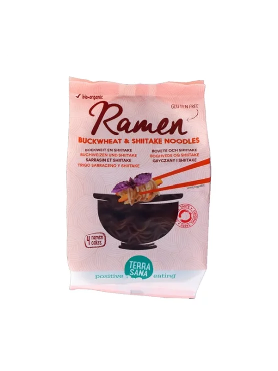 Terrasana ramen rezanci iz ajde s shiitake gobami v embalaži 280g