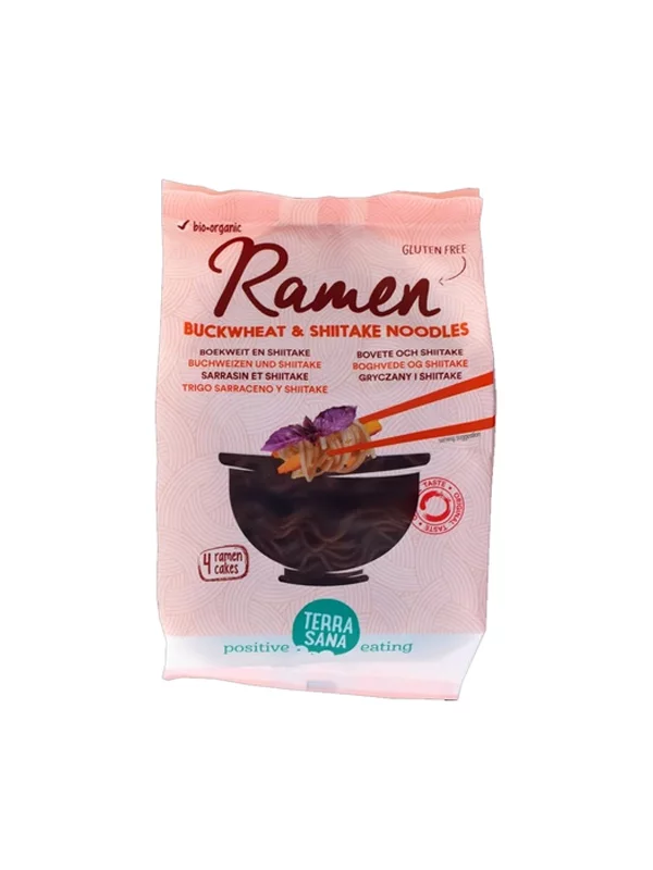 Terrasana ramen rezanci iz ajde s shiitake gobami v embalaži 280g