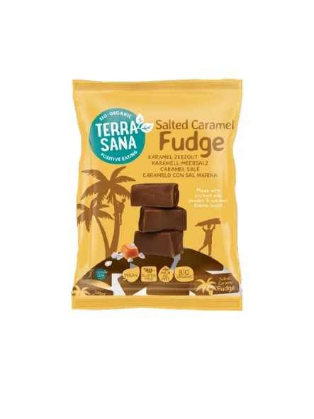 Terrasana veganski fudge slana karamela ekološka v embalaži 150g