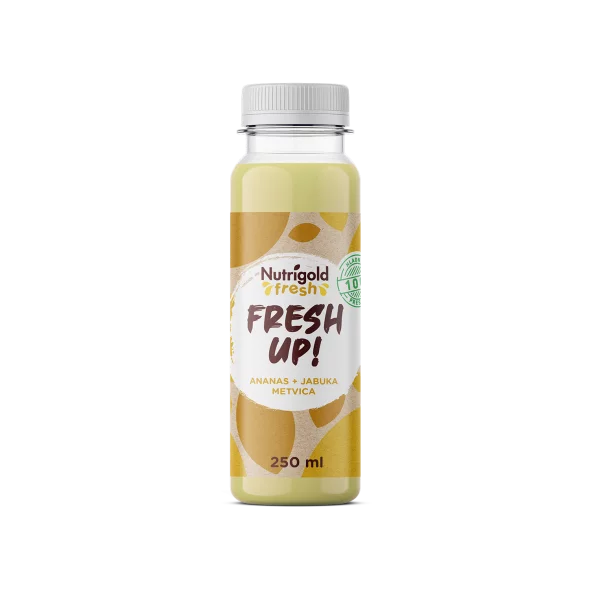 Nutrigold Fresh up Sok iz ananasa, jabolka in mete - Hladno stiskan v 250 ml steklenički