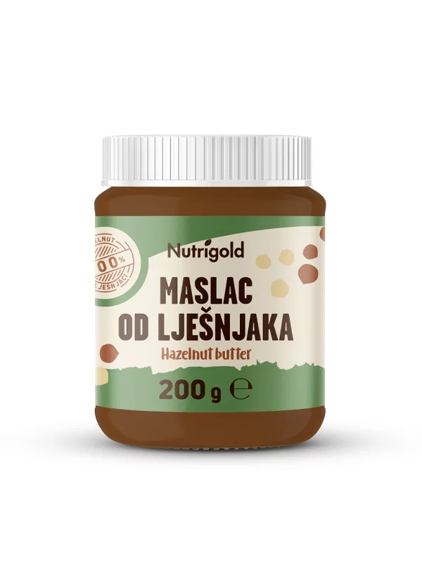Nutrigold 100% čisto lešnikovo maslo v kozarcu, 200g.