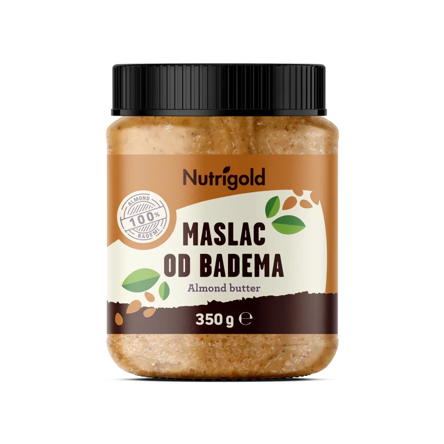 Nutrigold mandljevo maslo 100% čisto v plastični embalaži 350g