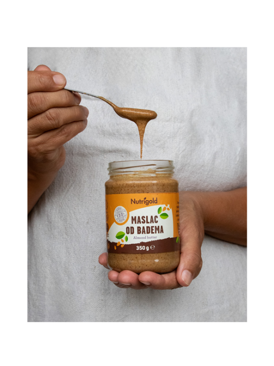 Nutrigold mandljevo maslo 100% čisto v plastični embalaži 350g
