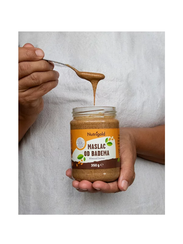 Nutrigold mandljevo maslo 100% čisto v plastični embalaži 350g