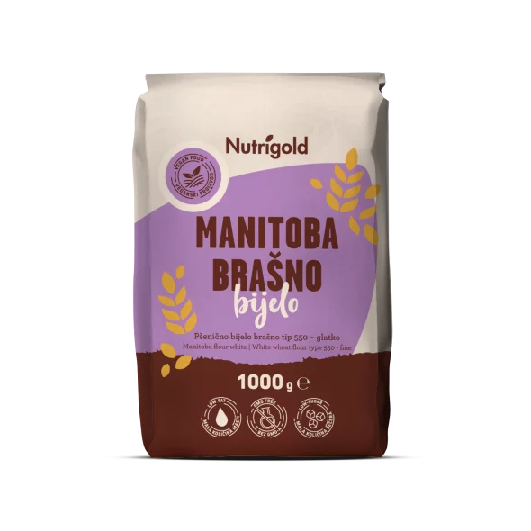 Nutrigold Manitoba bela pšenična moka tipa 550 v pakiranju 1000 g.