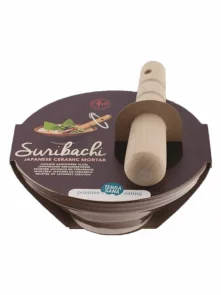 Japonski keramični možnar z lesenim pestilom Suribachi & Surikogi - 18 cm Terrasana