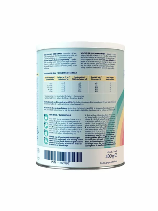 Začetna formula za dojenčke na osnovi kozjega mleka 1 (od rojstva) - Ekološka 400 g Pure Goat