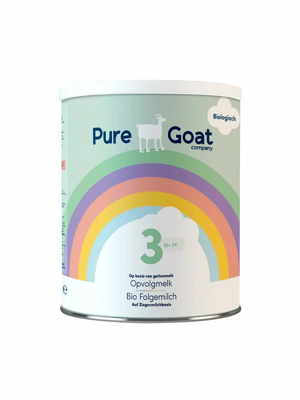 Pure Goat Prehodna formula za dojenčke na osnovi kozjega mleka 3 (od 10. meseca) v pisani embalaži Ekološka 800 gr