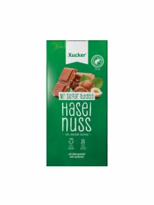 Mlečna čokolada z lešniki in ksilitolom v zeleni embalaži 80g Xucker