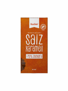 Mlečna čokolada s slano karamelo in ksilitolom v oranžni embalaži 80g Xucker
