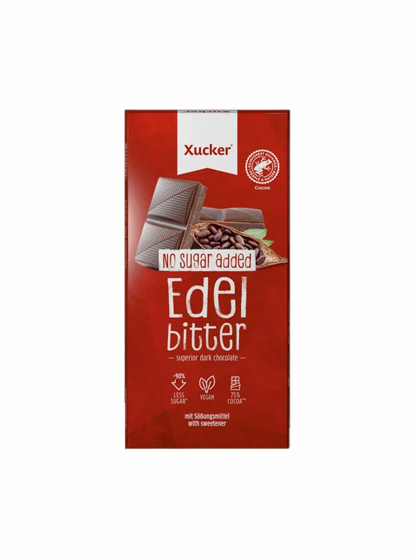 Temna čokolada s ksilitolom v rdeči embalaži 80g Xucker