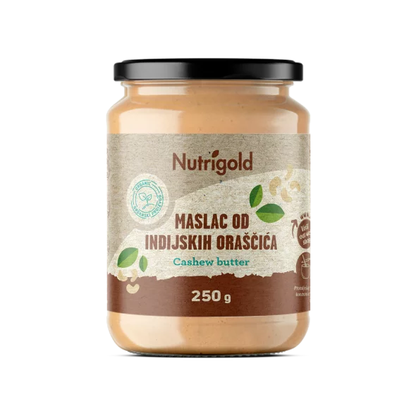 Nutrigold Maslo iz indijskih oreščkov 100% čisto v steklenem kozarcu 250 g.